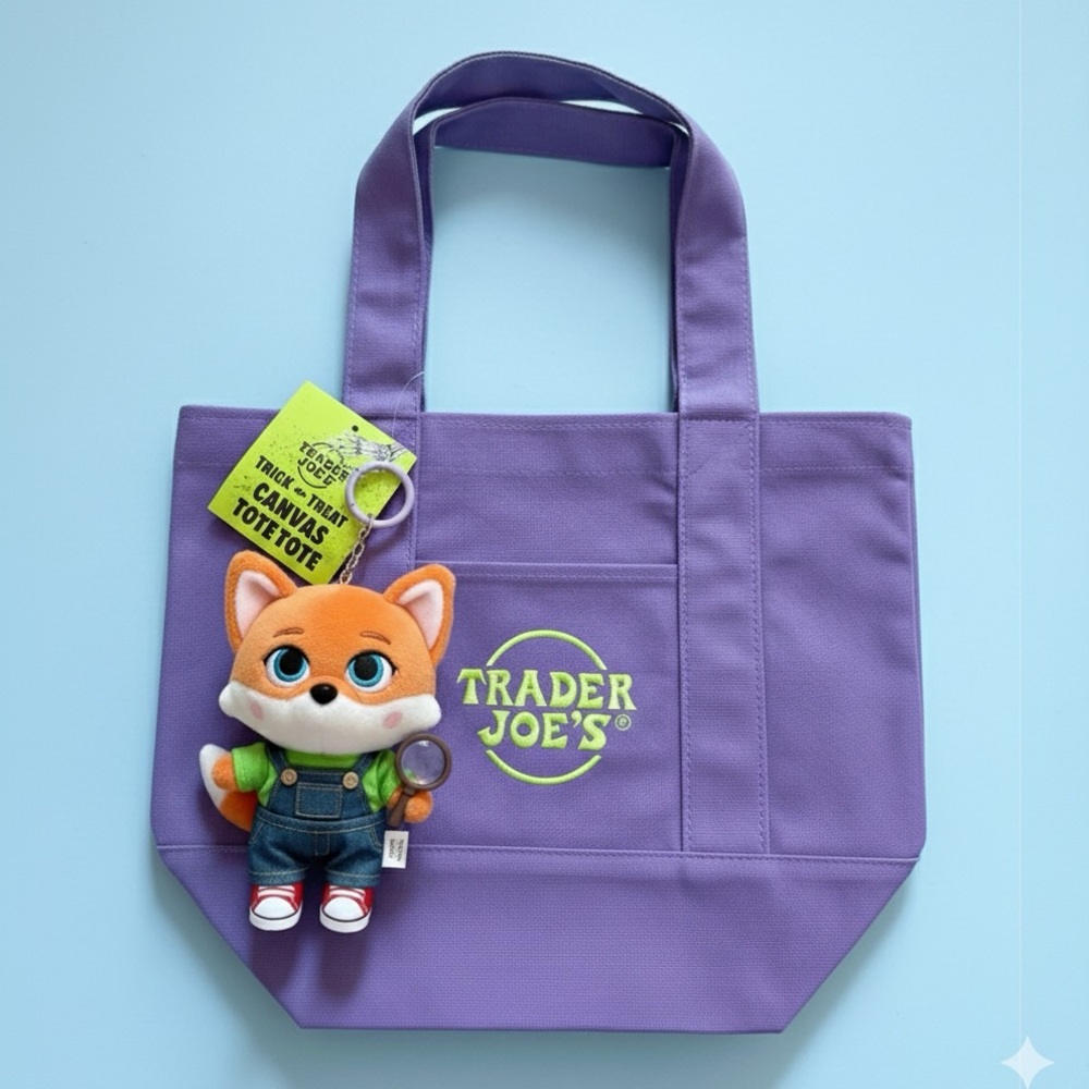 Trader Joe’s Canvas mini Tote Halloween limited Purple